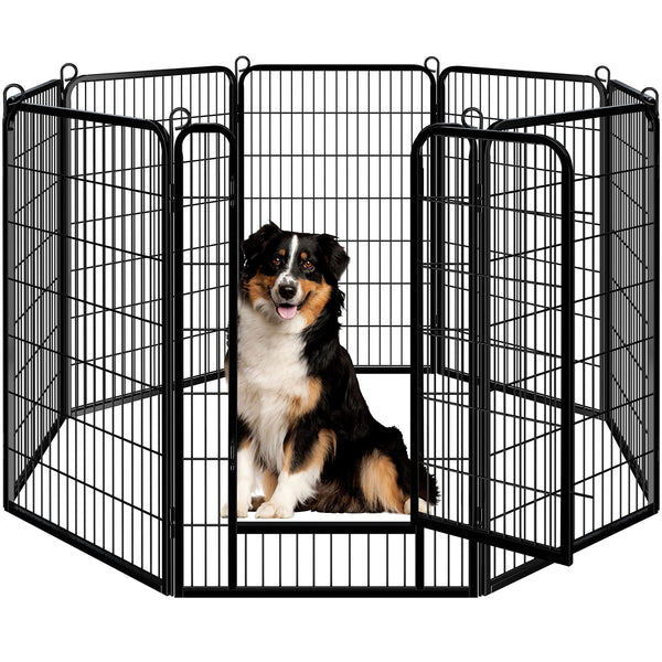 Yaheetech Lightweight Dog Playpen, 8 Panel 80cm Dog Fence Pet Exercise Pen Portable Puppy Play Pen Suitable for RV/Camping