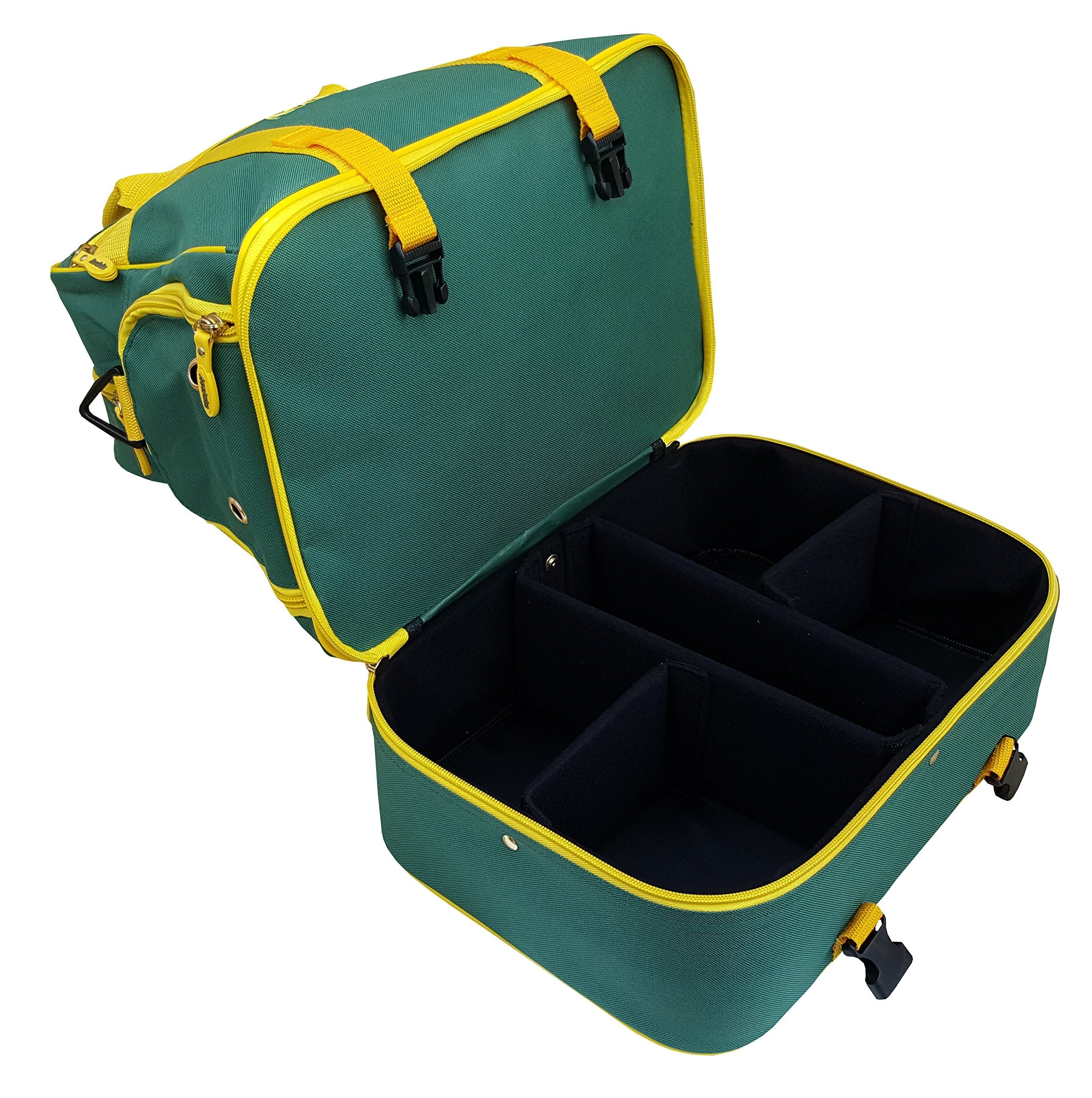 Acclaim Farne Midi Nylon Double Decker Bowlers Level Lawn Flat Green Short Mat Indoor & Outdoor Bowling Bowls Bag New 2025 Model (Bottle Green/Yellow)