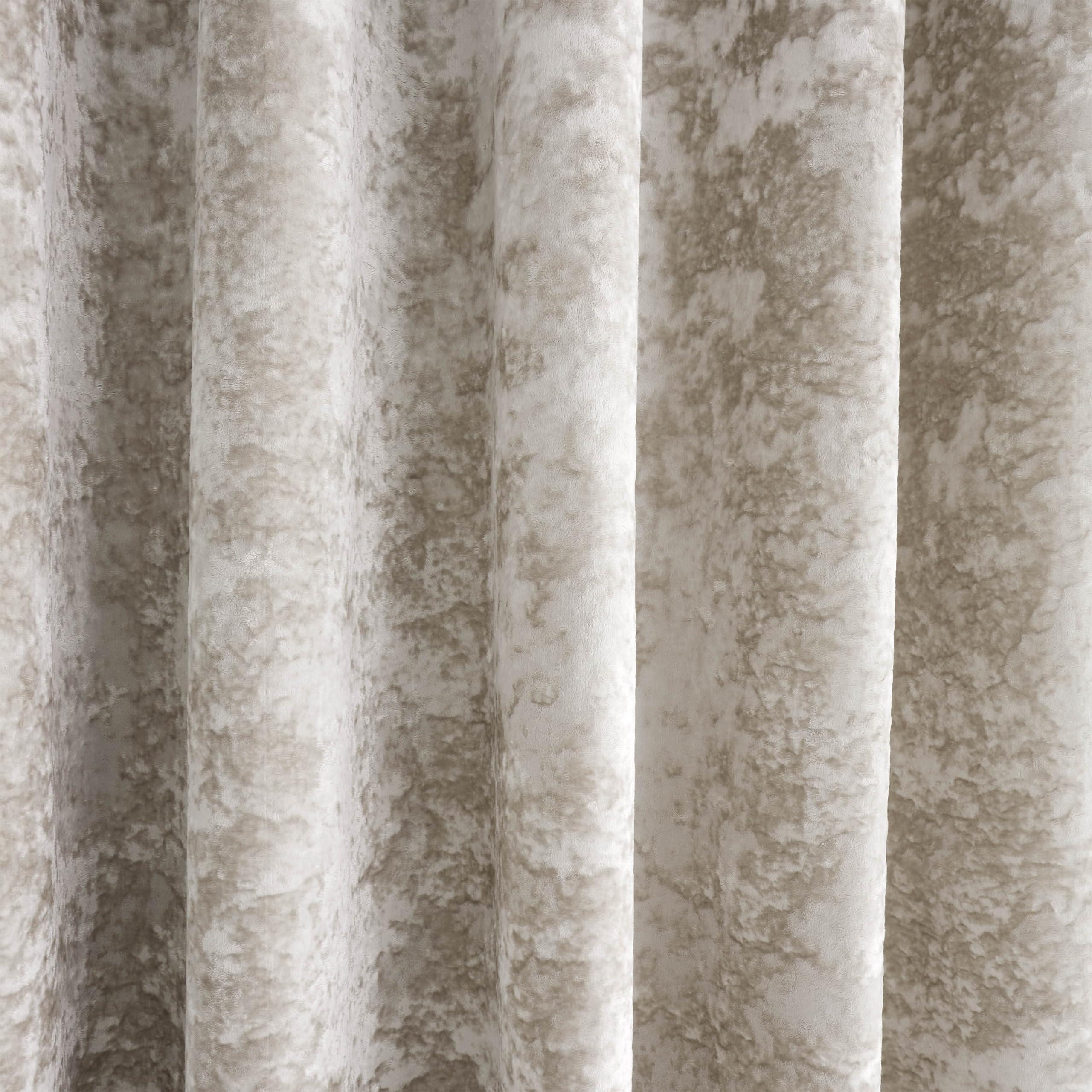 Catherine Lansfield Crushed Velvet 66x72 Inch Lined Eyelet Curtains Two Panels Natural