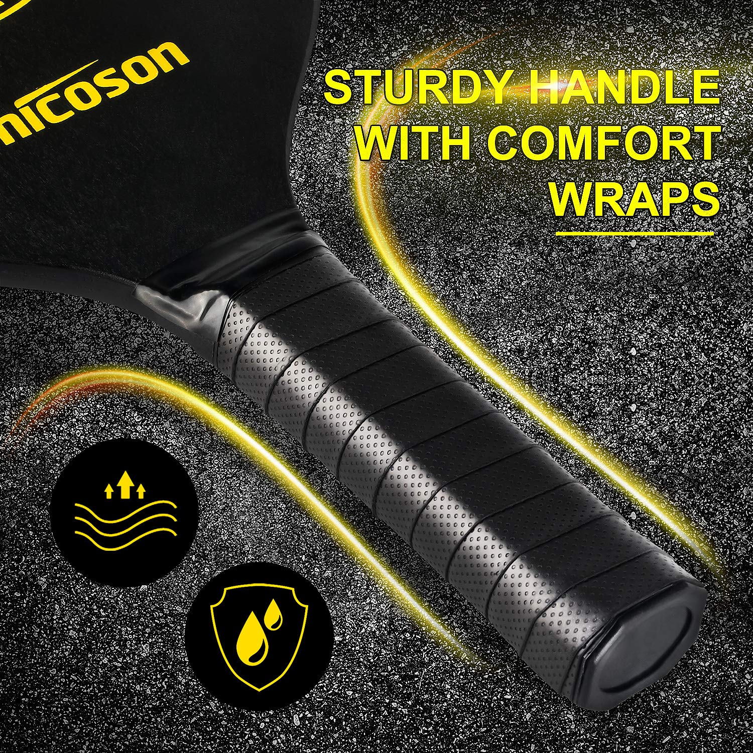 Amicoson Pickleball Set - 4 Paddles With Ergonomic Cushion Grip, 8 Indoor & Outdoor Balls, Wood Rackets, Carry Bag