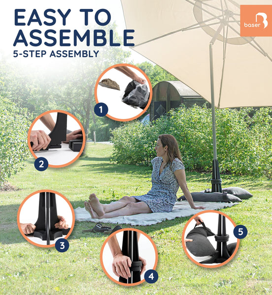 Baser Parasol Base with fillable Sandbag weights 50 KG, up to 3.3 M Parasol, Made of Recycled Materials in Denmark
