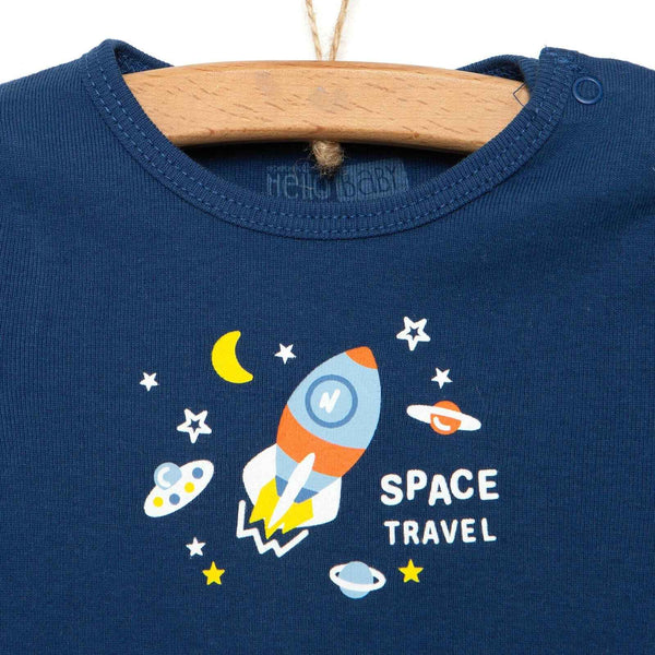 HelloBaby Baby Boy Long Sleeve Bodysuit - Navy Blue