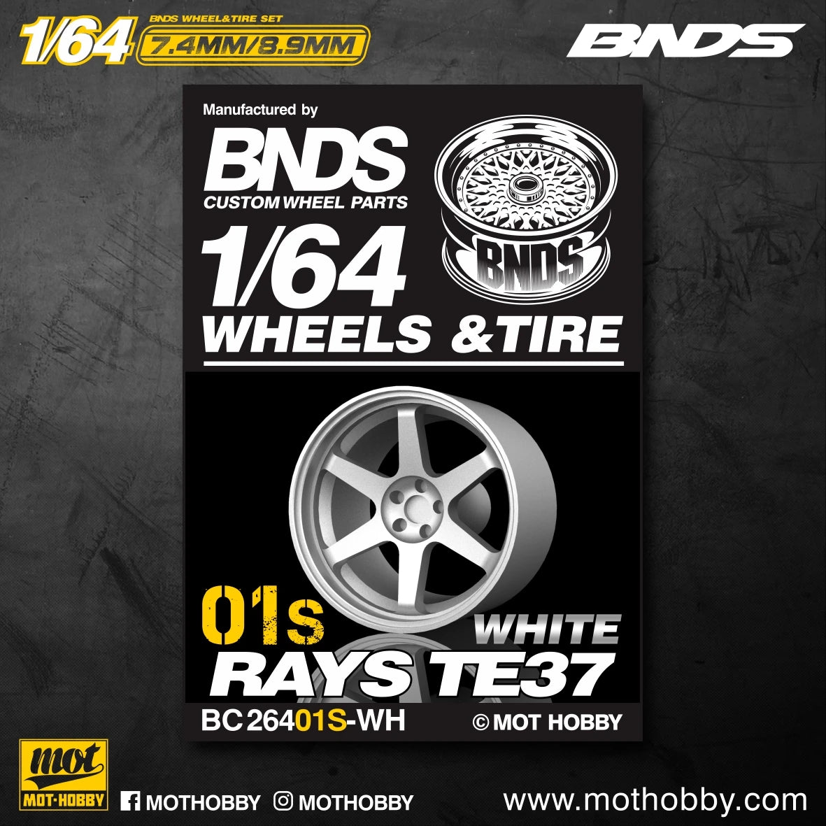 BNDS 1/64 Wheels With Rubber Tires ABS Assembly Rims Modified Parts for 1:64 Model Car VIP Style Detail-up Set New Clearance