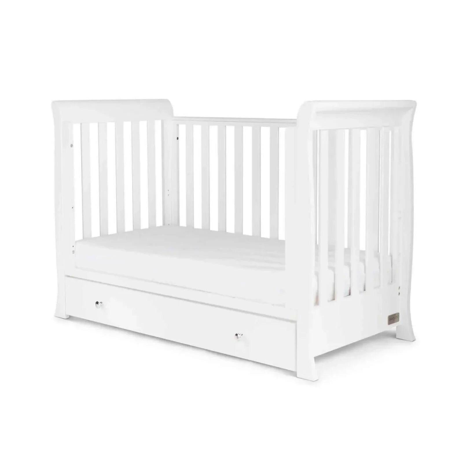 Ickle Bubba Snowdon Mini Cot Bed White - Premium Sprung Mattress