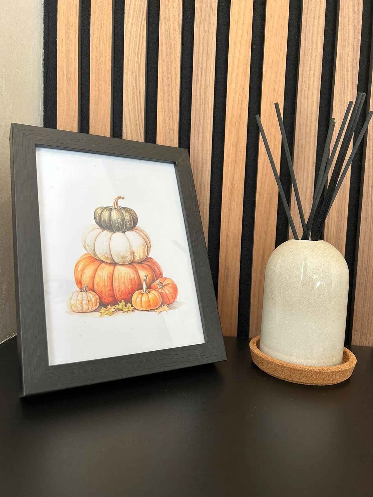 Watercolour Pumpkin Tier Autumn Seasonal Wall Home Decor Print