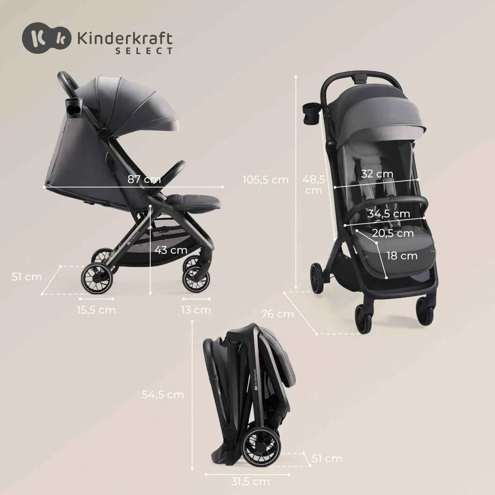 Kinderkraft Nubi 2 Auto-Folding Pushchair - Mystic Green