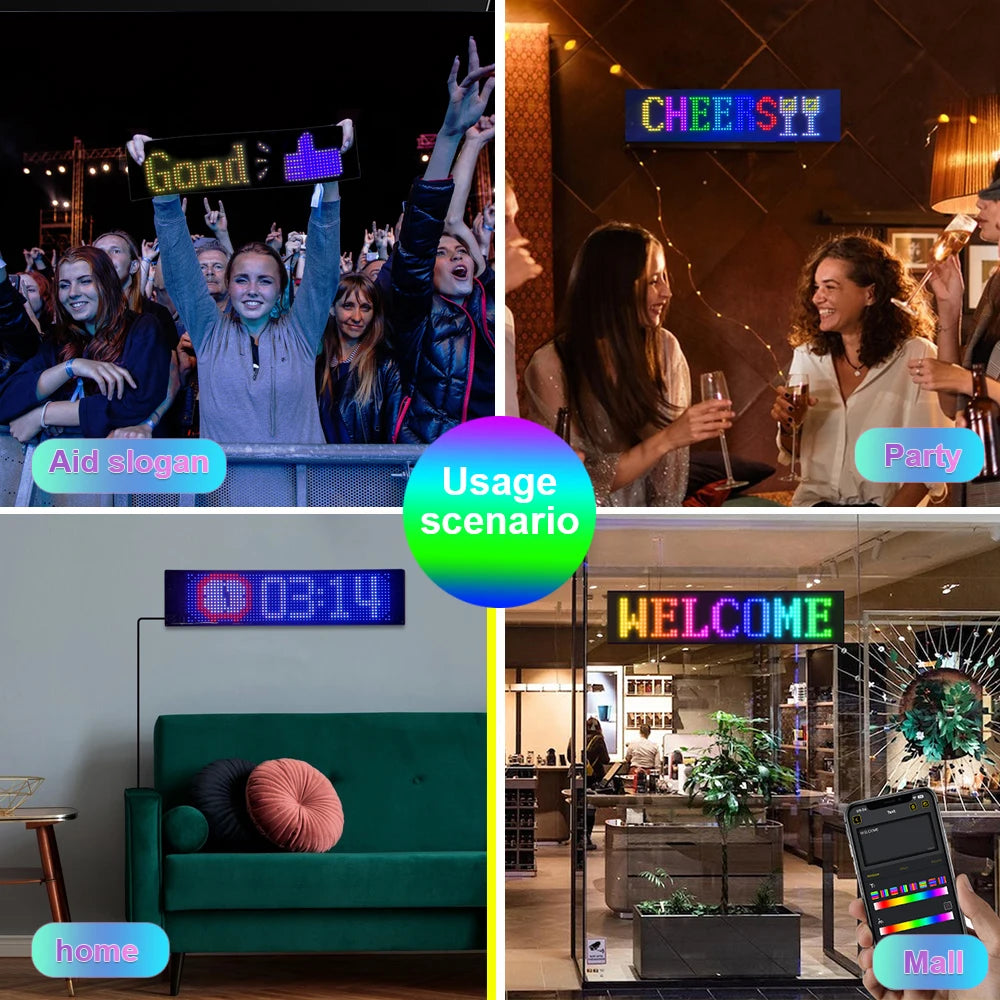 Flexible LED Matrix Screen DIY Ultra-Thin Car Sign Programmable Bluetooth LED Screen with APP Remote Control For Car Store Bar