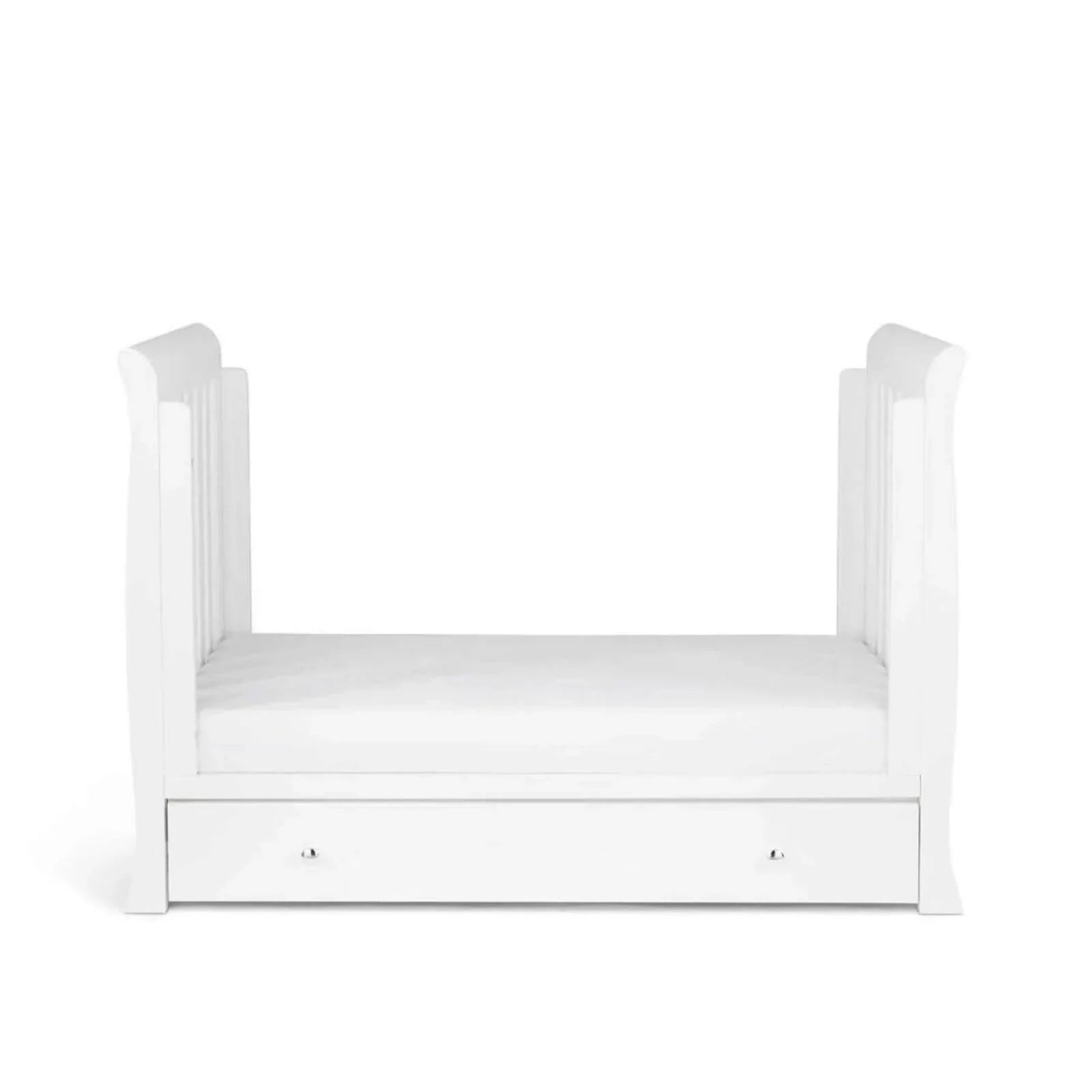 Ickle Bubba Snowdon Mini Cot Bed White - Premium Sprung Mattress