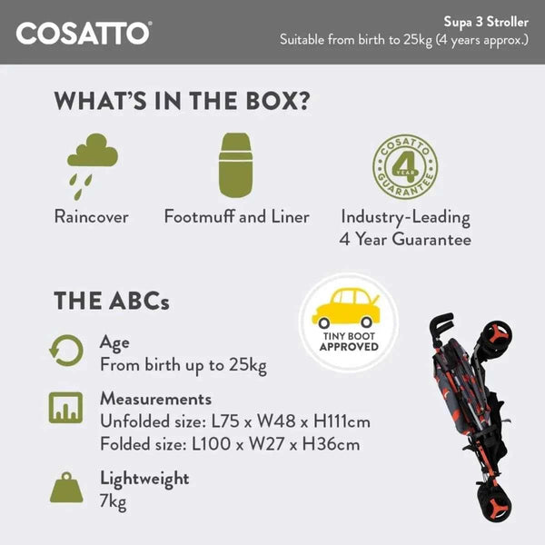 Cosatto Supa 3 Stroller - Charcoal Mister Fox