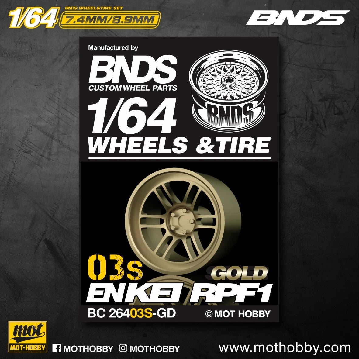 BNDS 1/64 Wheels With Rubber Tires ABS Assembly Rims Modified Parts for 1:64 Model Car VIP Style Detail-up Set New Clearance