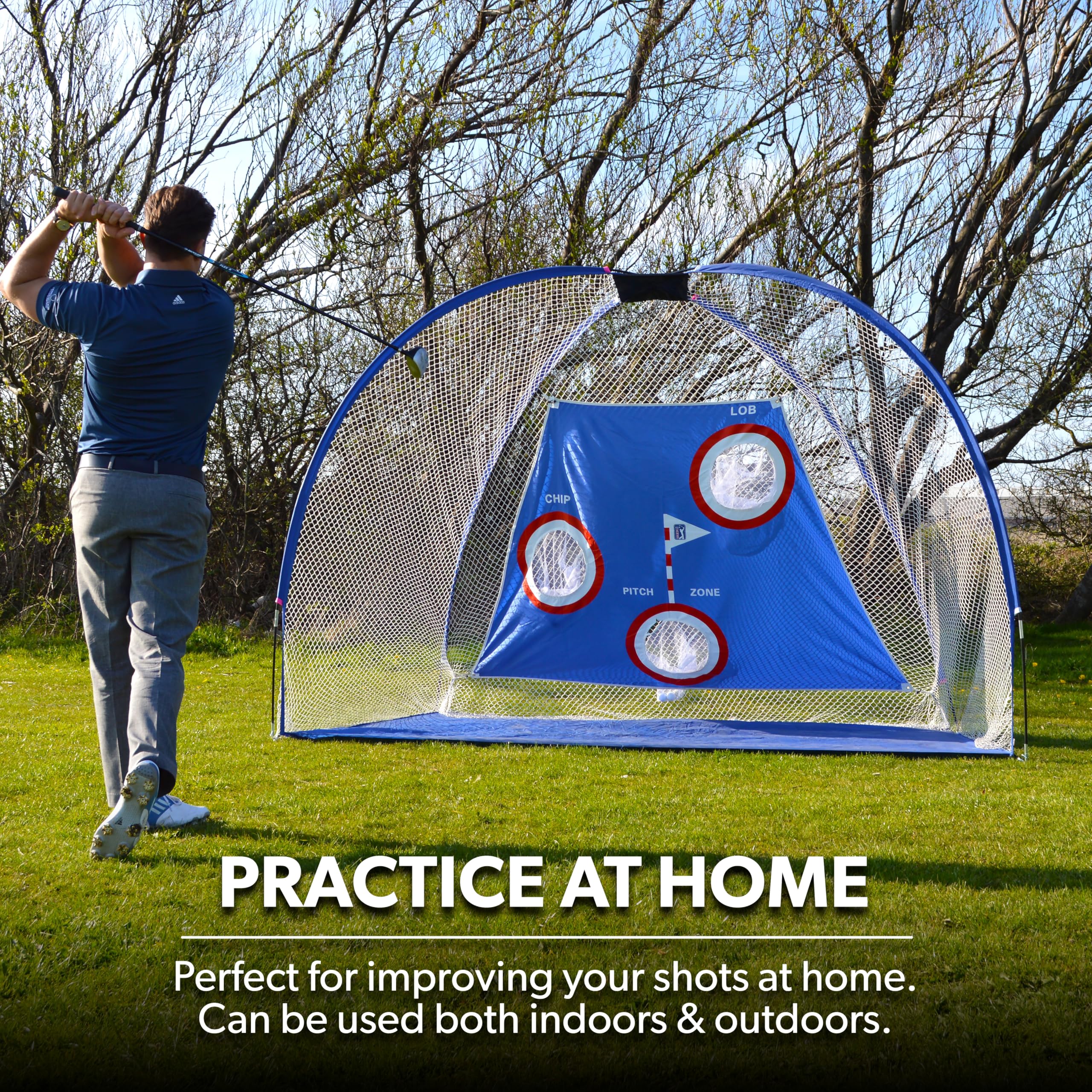 PGA TOUR Pro Size Golf Net for Home - Multi Target Golf Practice Net with Carry Bag, Impact Absorbing Netting, Easy Assembly, Indoor/Outdoor Golf Nets
