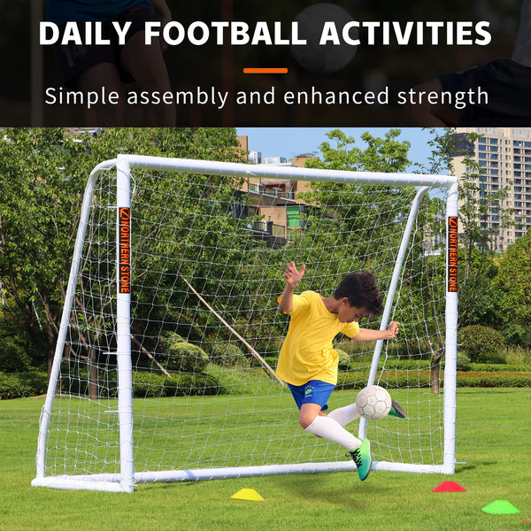 NORTHERN STONE Ultimate All Weather uPVC Football Goal 8ft x 6ft Garden Portable Football Goals 70mm Thick PVC Goal Posts + Football Net Integrated