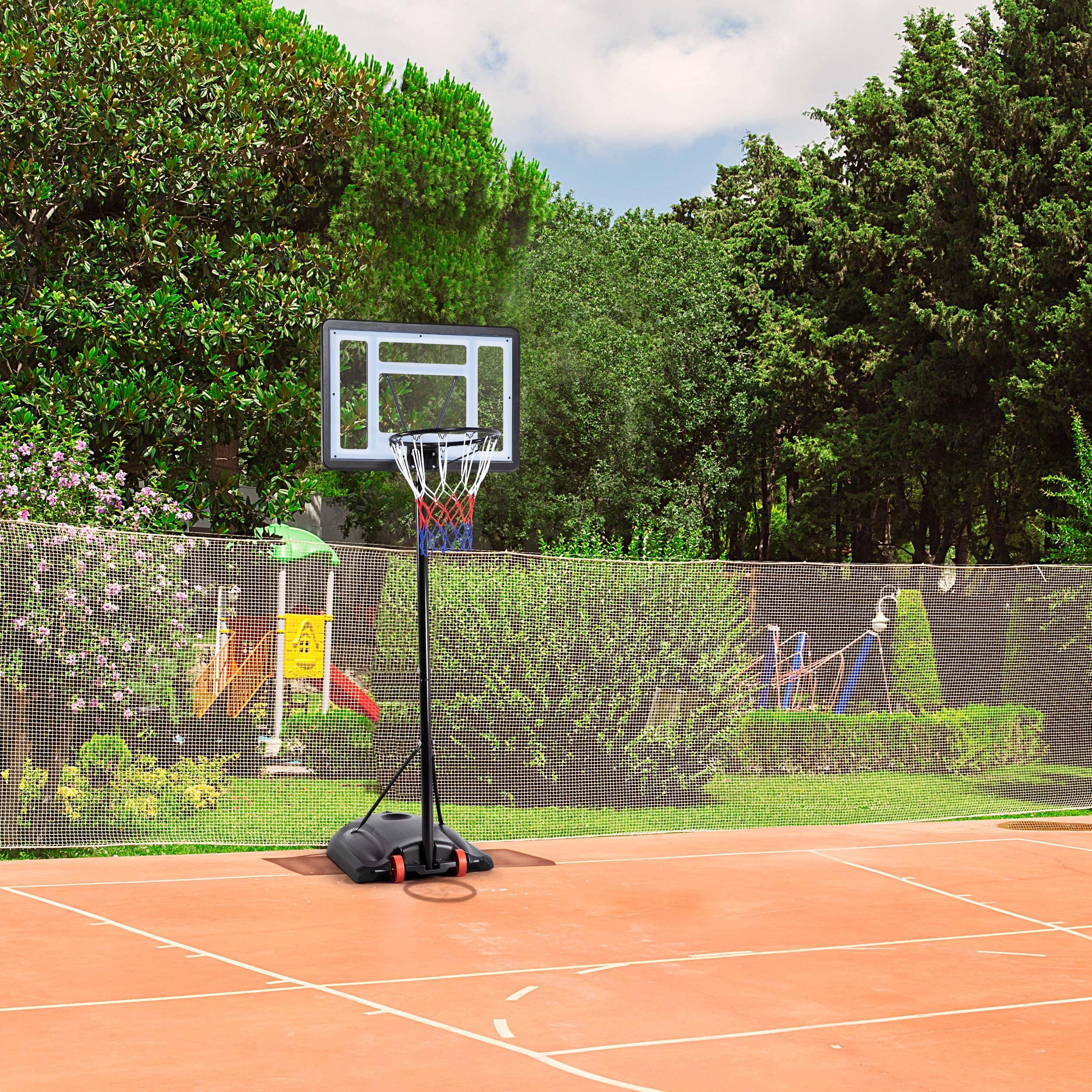 Yaheetech Outdoor Adjustable Basketball Stand, Portable Basketball Hoop Net System on Wheels
