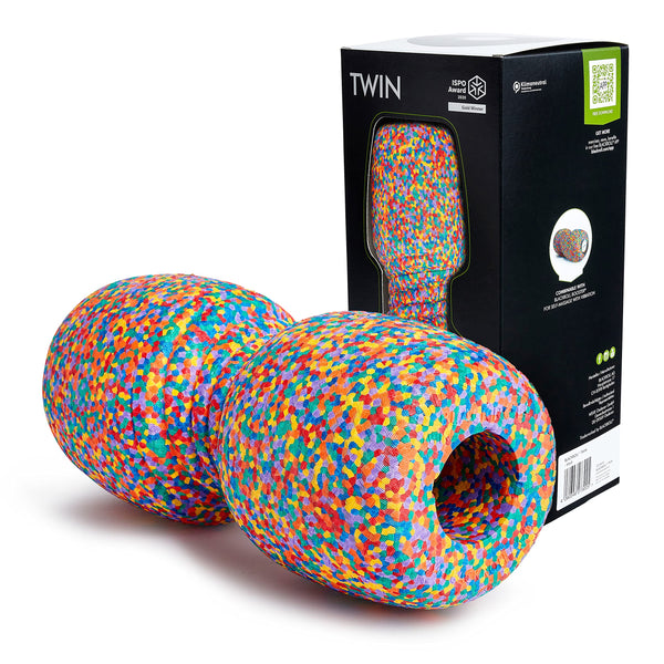 BLACKROLL? Twin fascia roller (30 cm x 13 cm), massage roller with cut-out for the spine, fitness roller for spot self-massage, medium hardness, made