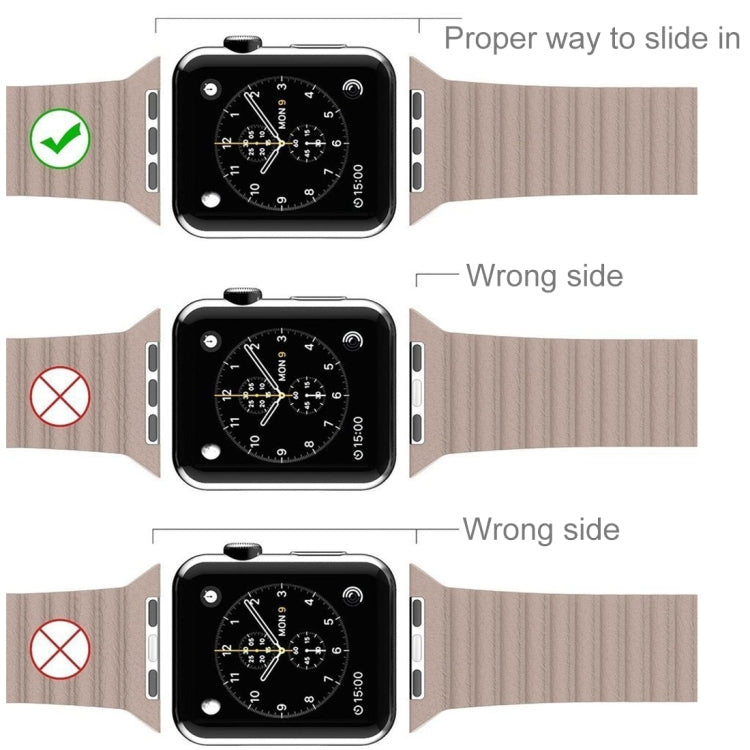 For Apple Watch 38mm Loop Magnetic Closure Clasp PU Leather Watch Band