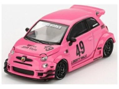 Abarth 595 LB-Works X Abas Works Pink 1:64 Scale MINI GT Model