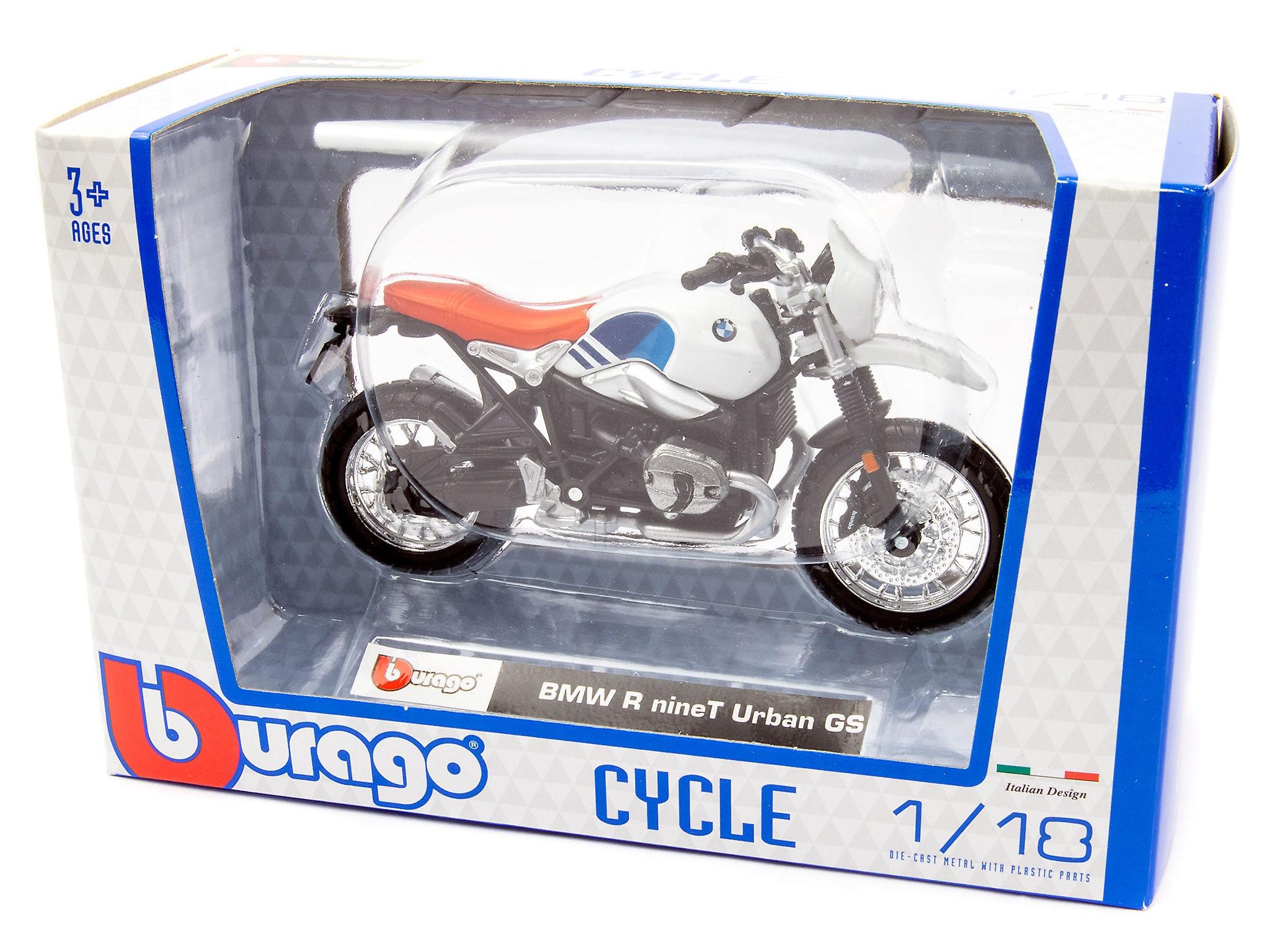 BMW R nineT Urban GS White 1:18 Scale Bburago Diecast Model
