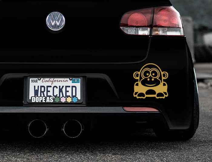 Funny Cartoon Gorilla Bumper Car Sticker