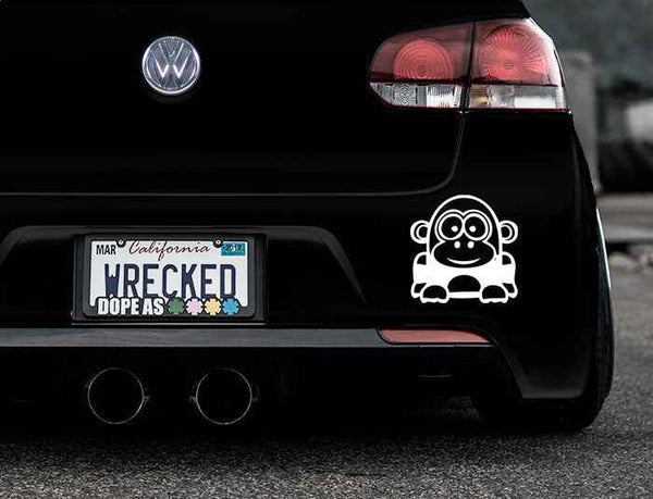 Funny Cartoon Gorilla Bumper Car Sticker