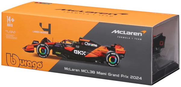 McLaren F1 Team MCL38 #4 Lando Norris F1 2024 1:24 Scale Bburago Model Car