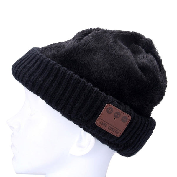 Wavy Textured Knitted Bluetooth Headset Warm Winter Beanie Hat with Mic for Boy & Girl & Adults