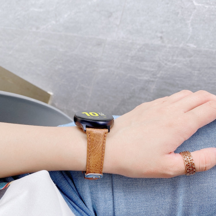 For Samsung Galaxy Watch 20mm Smart Watch Universal Double-sided Leather Small Watch Band