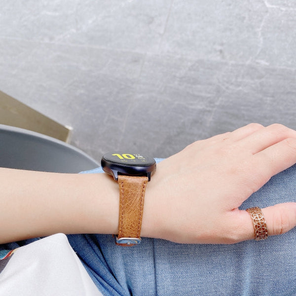 For Samsung Galaxy Watch 20mm Smart Watch Universal Double-sided Leather Small Watch Band