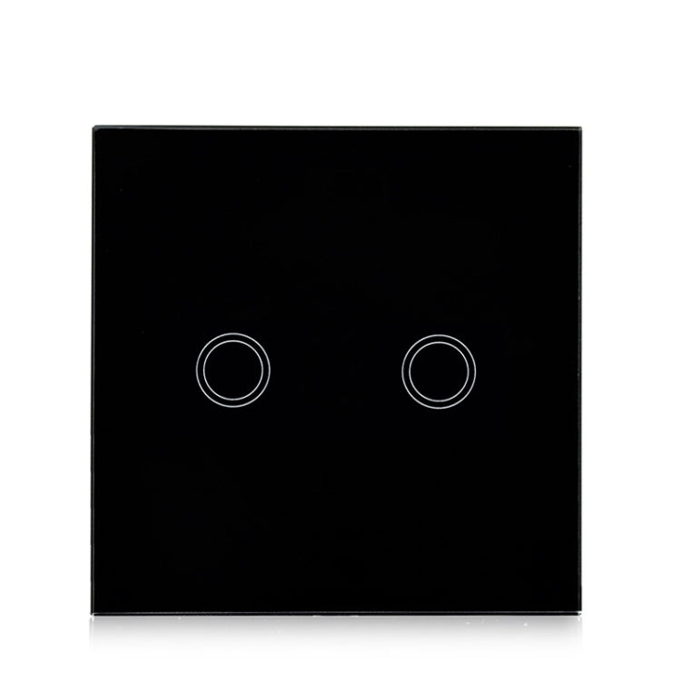 86mm 2 Gang Tempered Glass Panel Wall Switch Smart Home Light Touch Switch with RF433 Remote Controller, AC 110V-240V, 86mm 2 Gang/Black