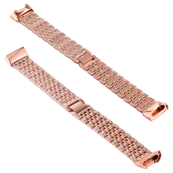 For Fitbit Charge 3 Diamond-studded Stainless Steel  Watch Band