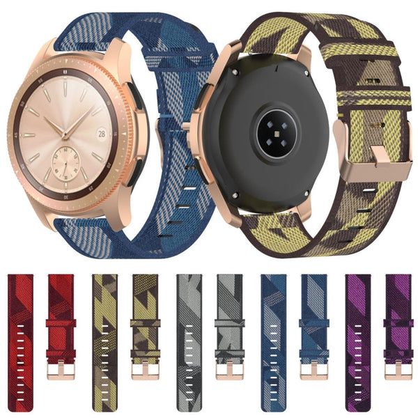 20mm Stripe Weave Nylon Wrist Strap Watch Band for Galaxy Watch 42mm, Galaxy Active / Active 2, Gear Sport, S2 Classic
