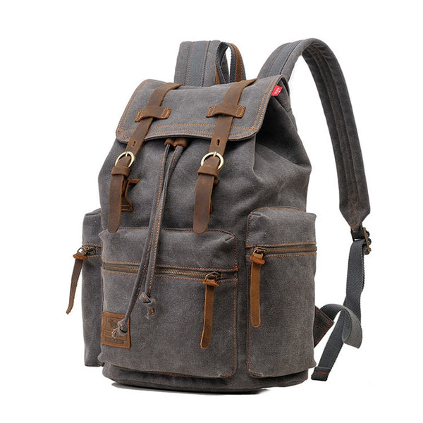 AUGUR 1039 Large Student Retro Canvas Backpack Shoulders Laptop Bag