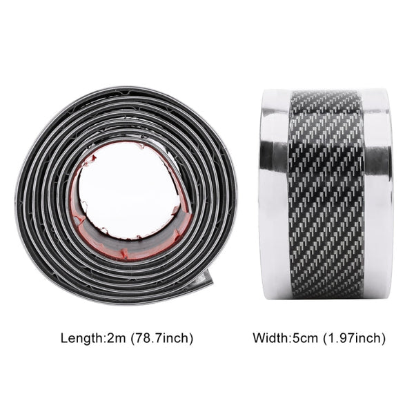 Universal Electroplate Carbon Fibre Car Door Threshold Decoration Strip Decorative Sticker, Size : 5CM x 2M