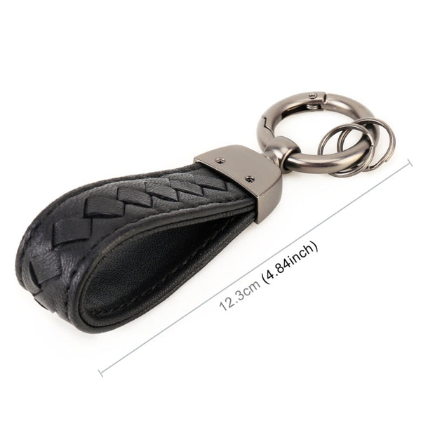 Car Metal + Braided Leather Key Ring Keychain