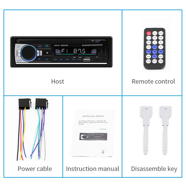SWM-530 12V Universal Car Dual USB Charger Radio Receiver MP3 Player, Support FM & Bluetooth with Remote Control