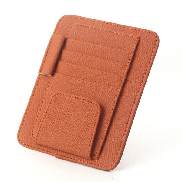 Multi-functional Auto Car Sun Visor Sunglass Holder Card Bill Ticket Storage Holder Pouch Bag