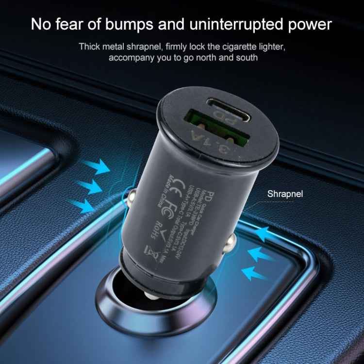 TE-339PD 3.1A PD USB-C / Type-C  USB Interface Mini Fast Charging Car Charger(Black)