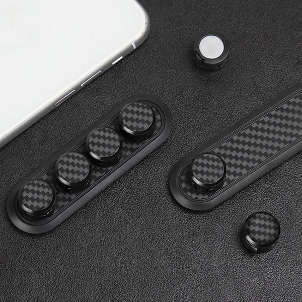 Car Carbon Fiber Magnetic Clamp Cable Storage Box Creative Desktop Hub Organizer