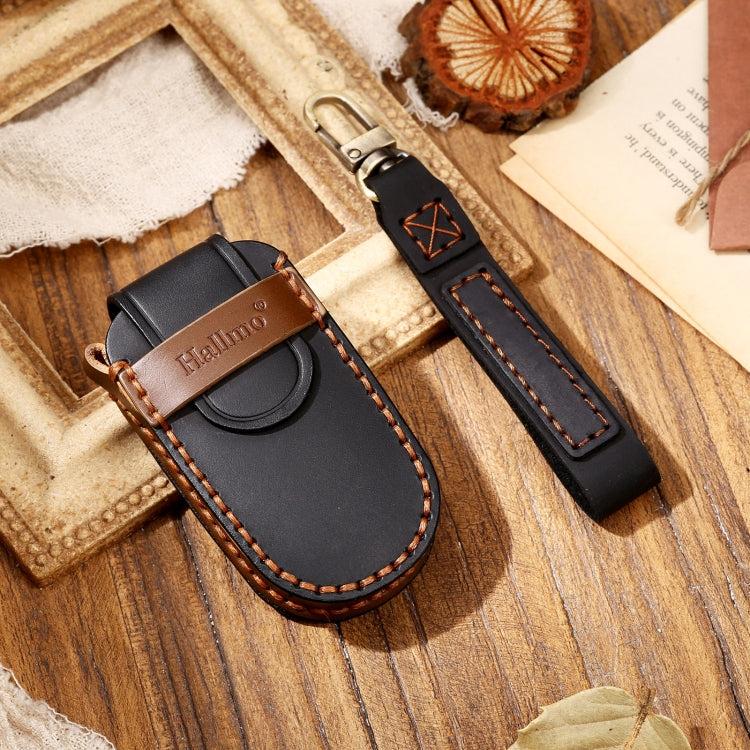 Hallmo Car Cowhide Leather Key Protective Cover Key Case for Jeep Compass, For Jeep Compass