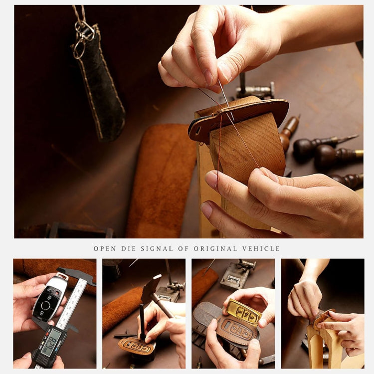 Hallmo Car Cowhide Leather Key Protective Cover Key Case for Jeep Compass, For Jeep Compass