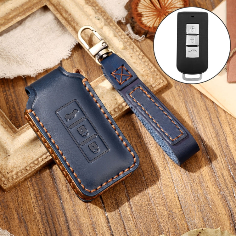 Hallmo Car Cowhide Leather Key Protective Cover Key Case for Mitsubishi Outlander, For Mitsubishi Outlander