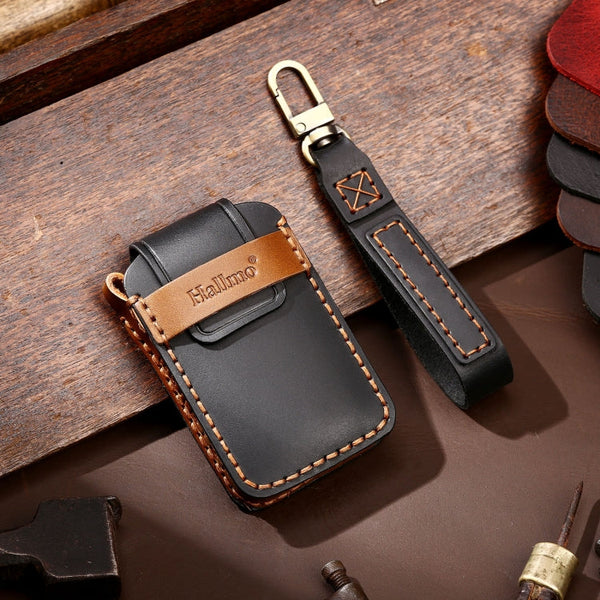 Hallmo Car Cowhide Leather Key Protective Cover Key Case for New Volvo, For New Volvo