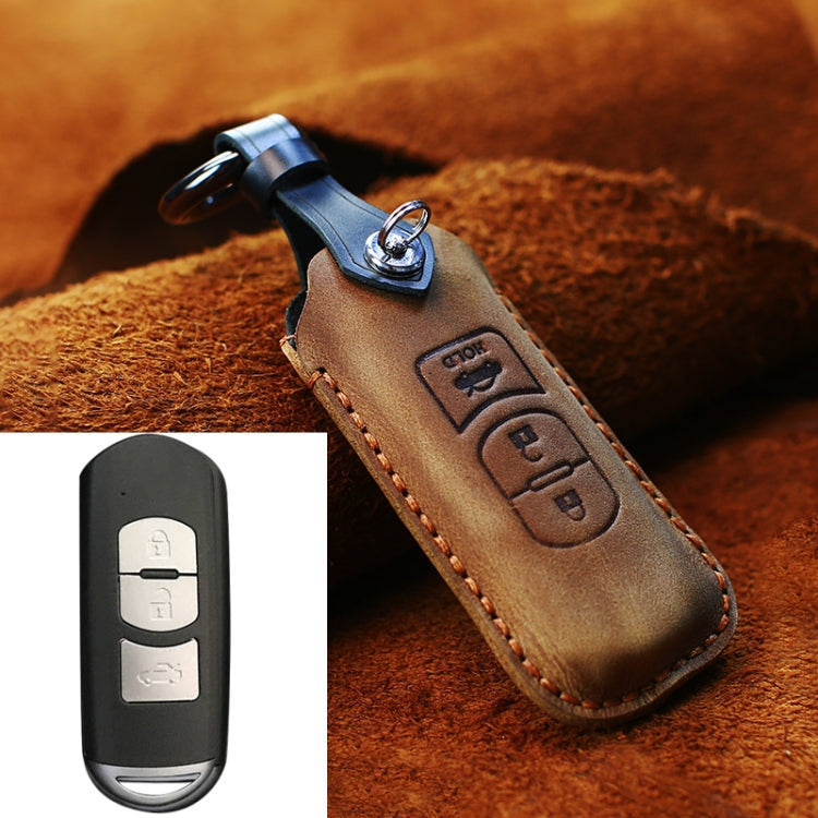 For Mazda Old Style Hallmo Car Cowhide Leather Key Protective Cover Key Case, Three Keys Version, Three Keys Version, For Mazda Old Style, Three Keys Version, For Mazda Old Style