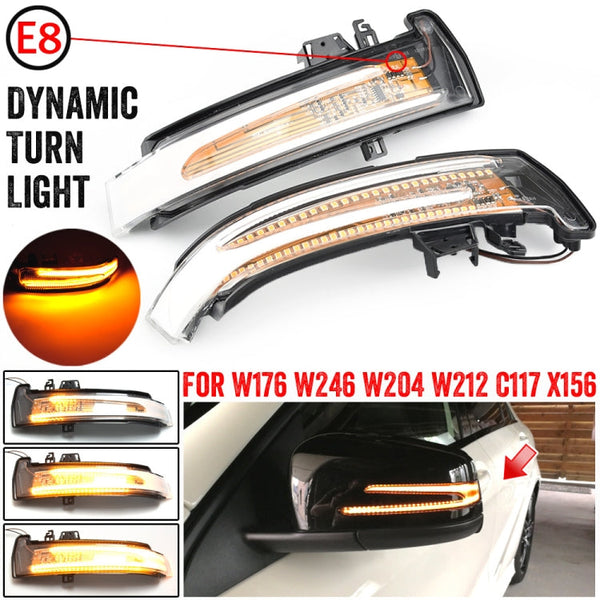 1 Pair For Mercedes-Benz A Class W176 2013-2017 Car Dynamic LED Turn Signal Light Rearview Mirror Flasher Water Blinker