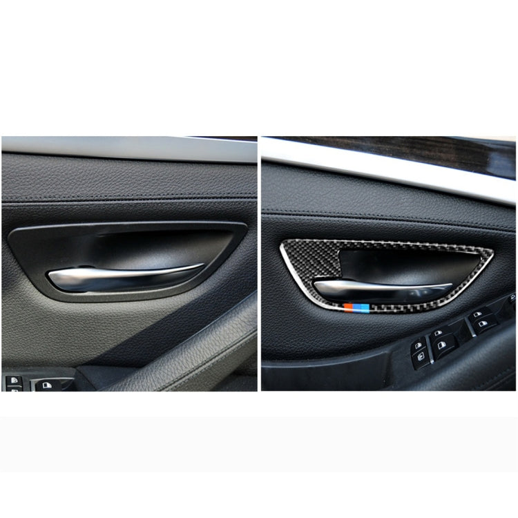 4 PCS Carbon Fiber Car Door Handle Frame Decorative Sticker for BMW 5 Series F10 2011-2017