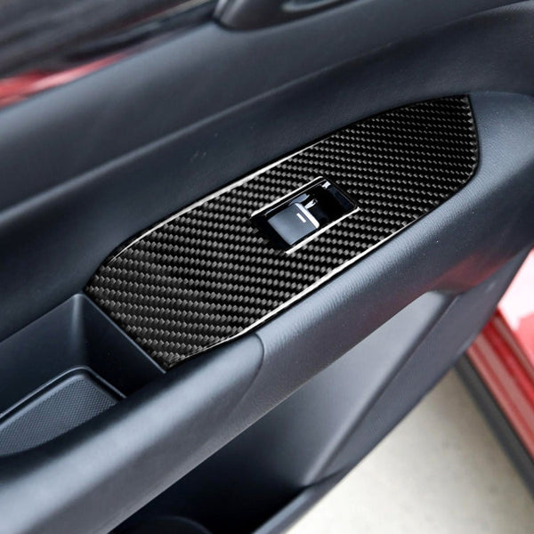 Car Carbon Fiber Window Buttons Panel Decorative Sticker for Mazda CX-5 2017-2018, Right Drive