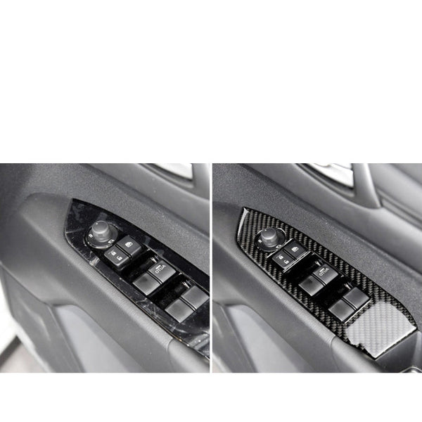 Car Carbon Fiber Window Buttons Panel Decorative Sticker for Mazda CX-5 2017-2018, Right Drive