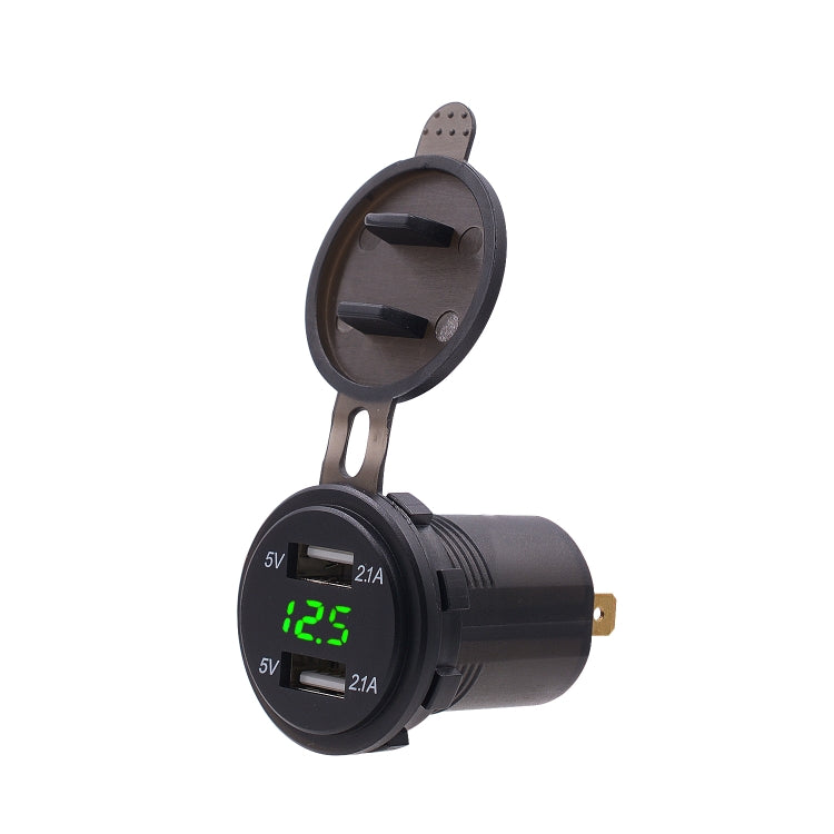 Universal Car Dual Port USB Charger Power Outlet Adapter 4.2A 5V IP66 with LED Digital Voltmeter + 60cm Cable