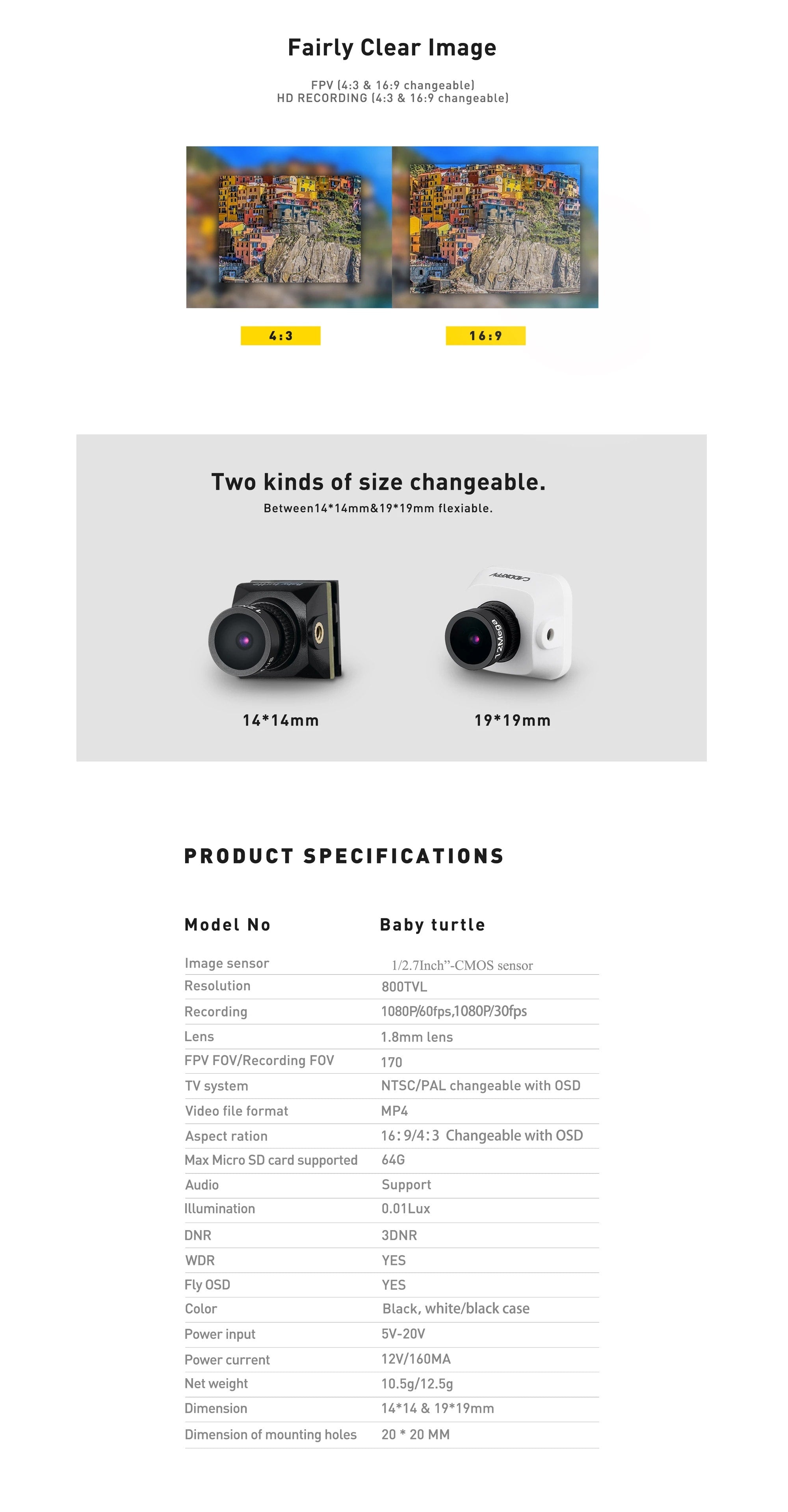 Caddx Baby Turtle 🐢 1080p Mini HD FPV Camera (Normal / Whoop Version)