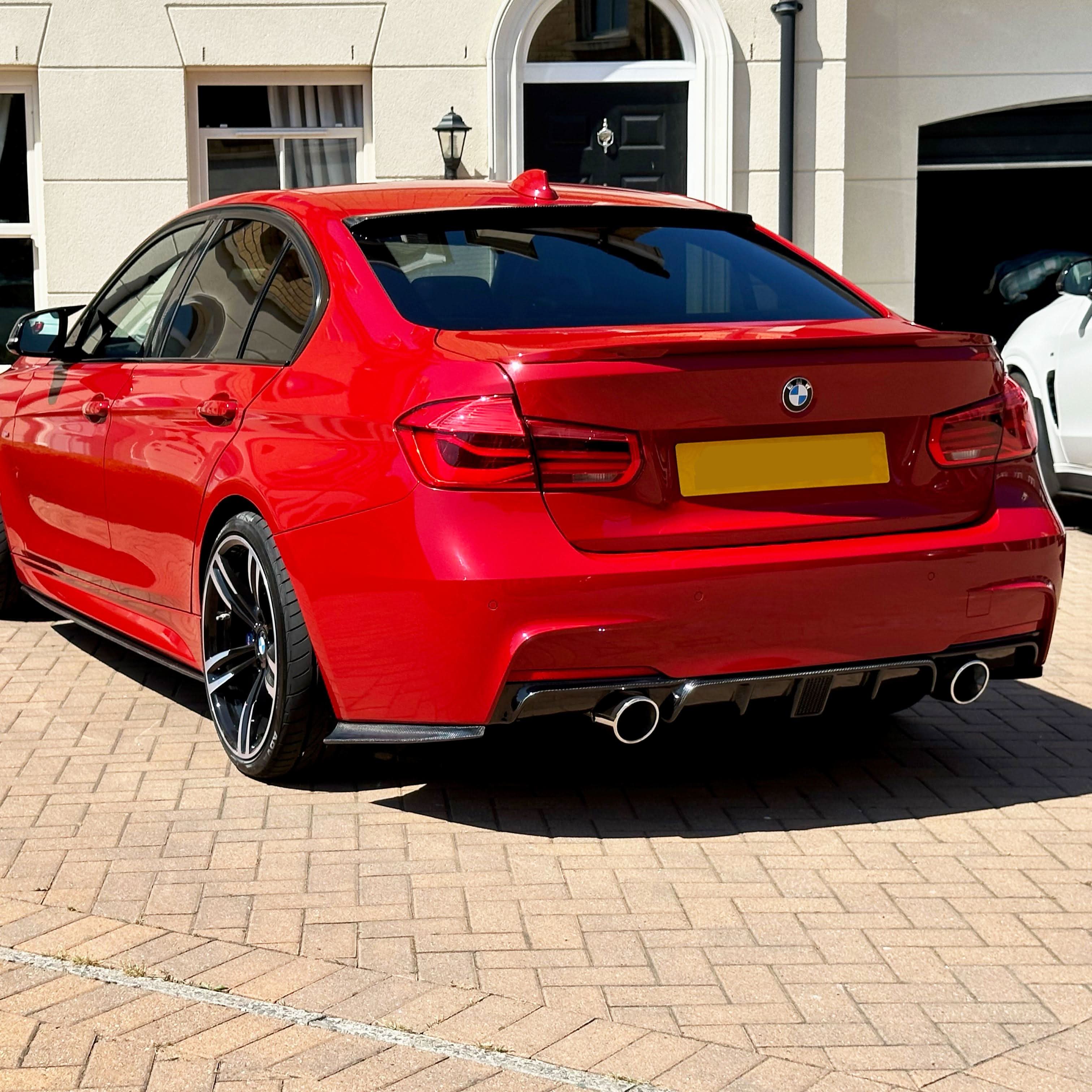 Carbon Fibre Rear Diffuser with LED Light Dual Exhaust for BMW F30 F31 3 Series 12-19