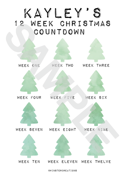 Personalised A4 Any Name 12 Week Countdown Christmas Weight Loss Chart Tracker Print - Laminated With Drywipe Pen